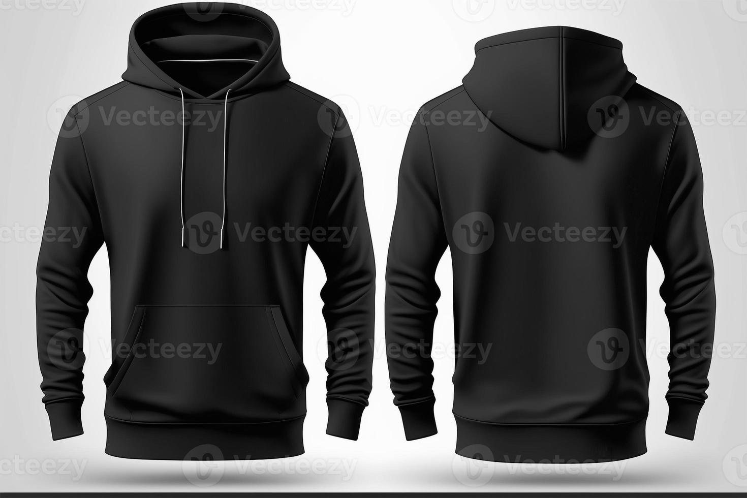 Mockup of a blank black hoodie on a white background. photo