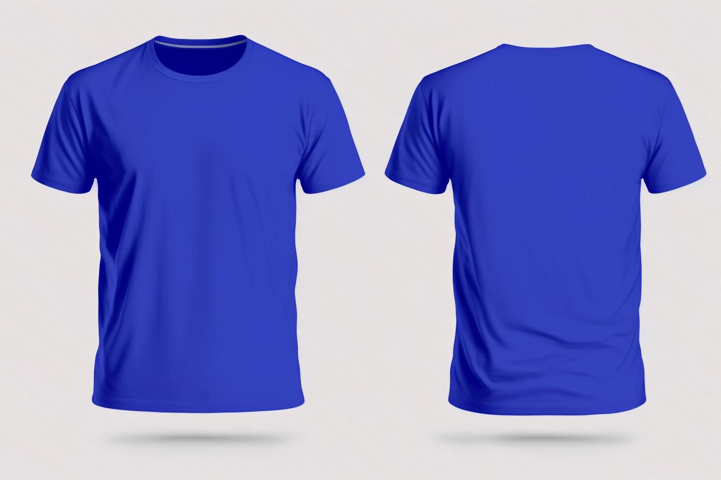 Mockup of a blank royal blue tshirt front and back isolated on white ...