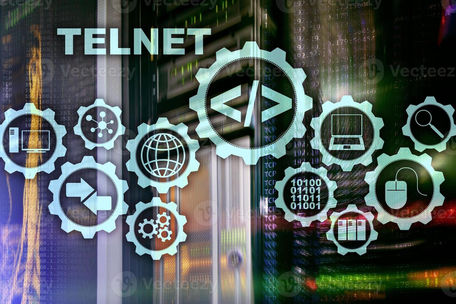 Teletype Network Protocol. Telnet Virtual terminal client. Internet and Network concept. Telnet photo
