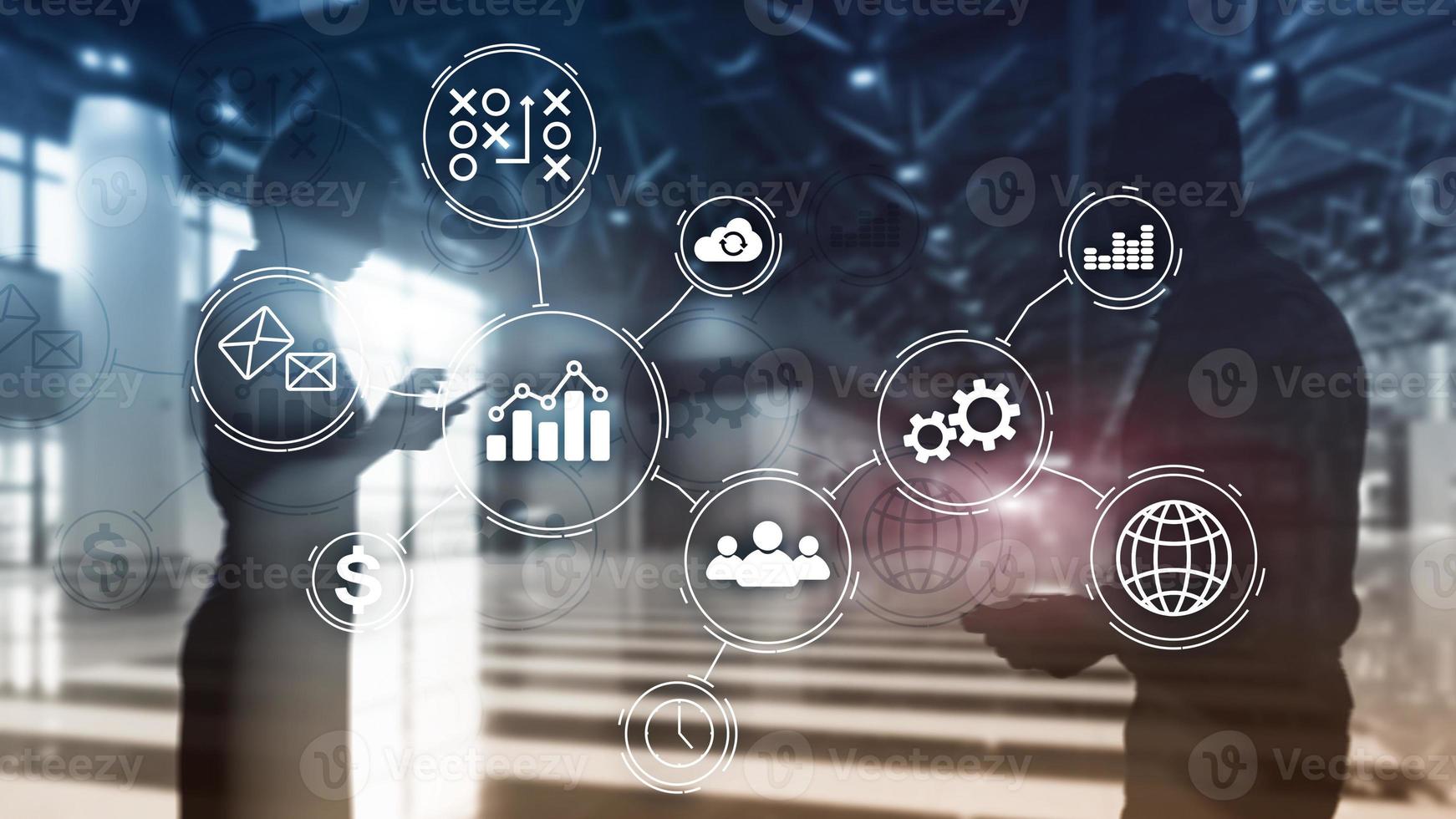 Business process automation concept on blurred background. photo