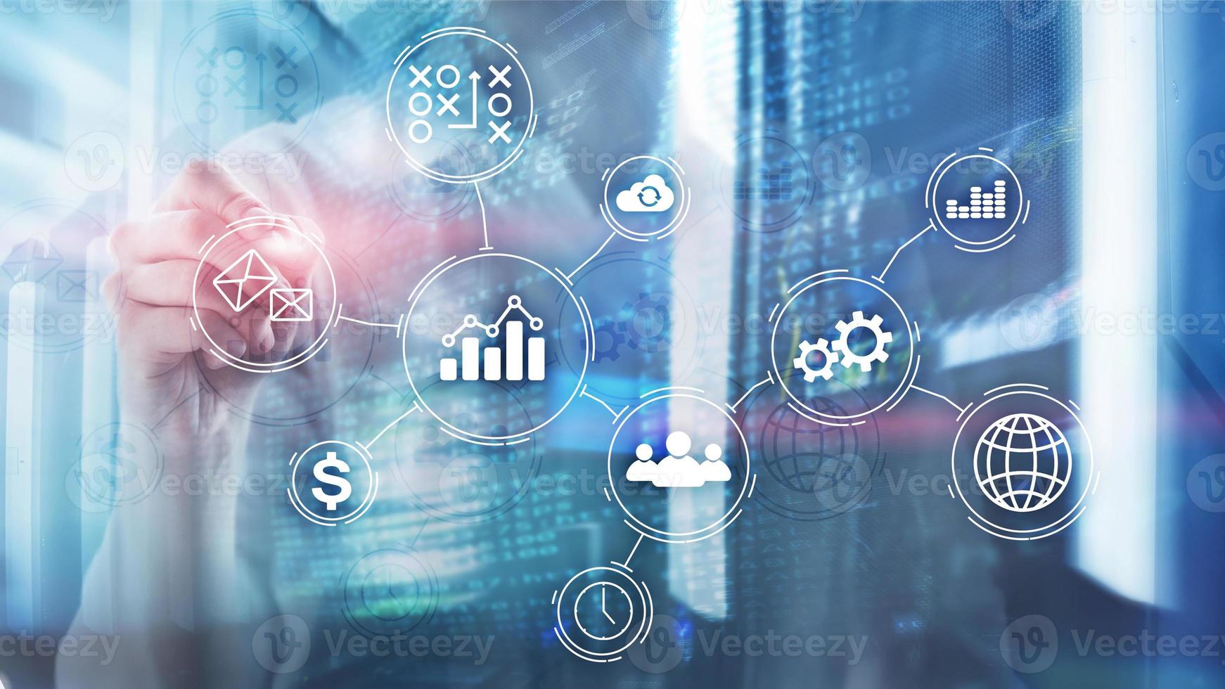 Business process automation concept on blurred background. photo