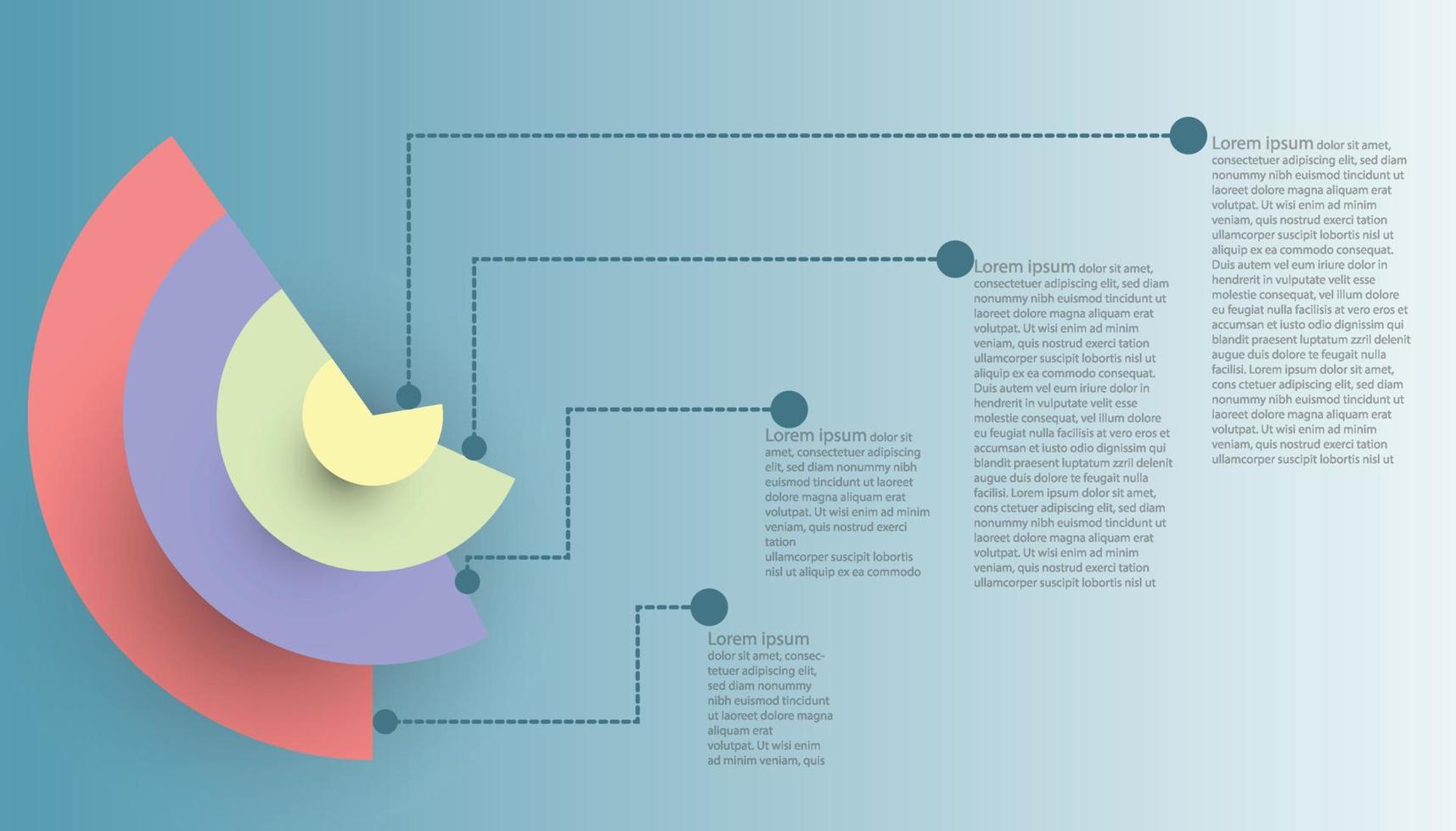 plantilla infográfica para presentación de información empresarial. círculos vectoriales y elementos geométricos. diagramas de flujo de trabajo modernos. informe plan 4 temas vector