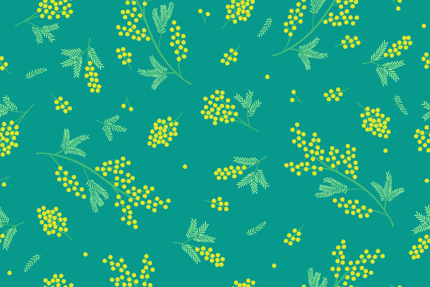 sin costura modelo con mimosa ramitas en un turquesa antecedentes. vector gráficos.