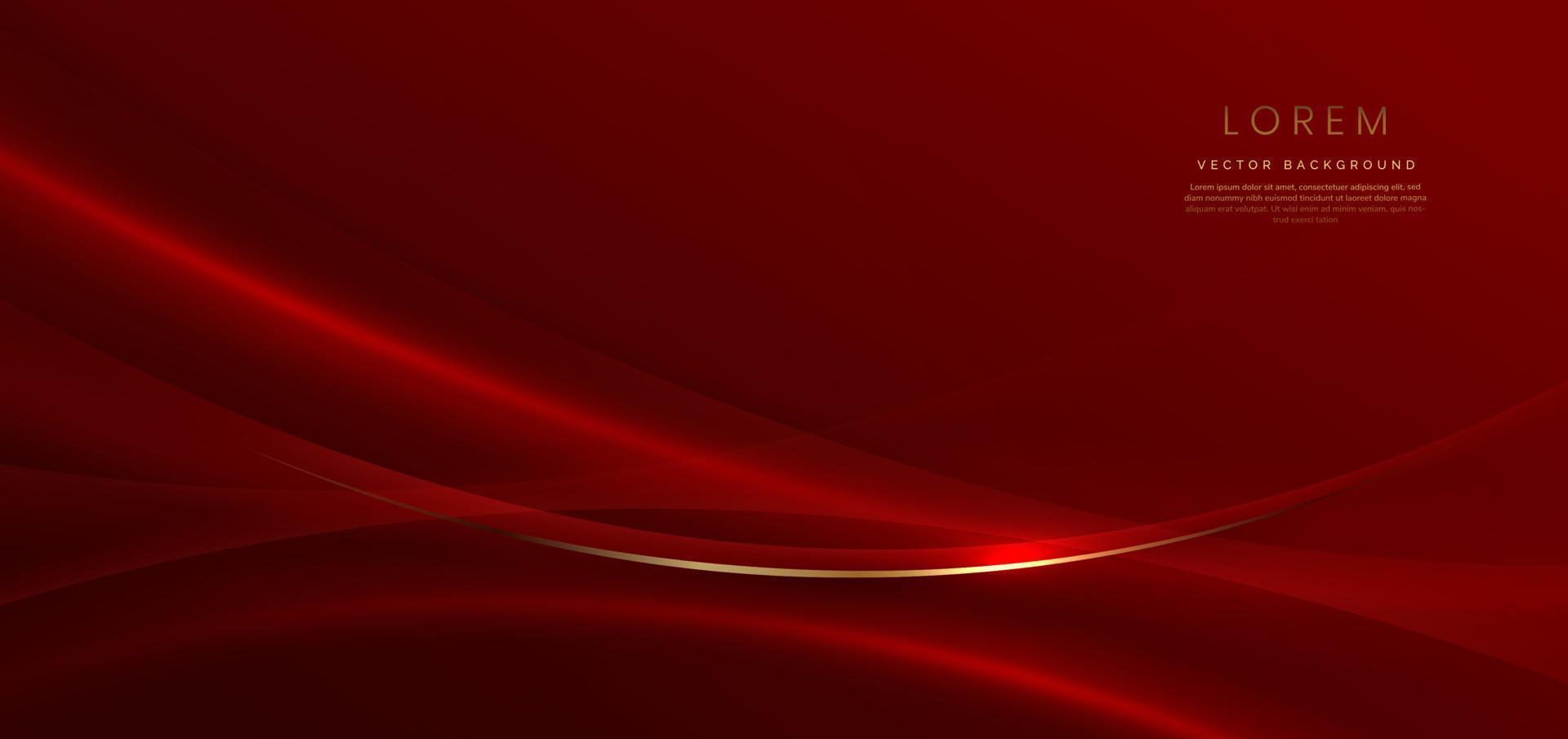 Abstract curved red shape on red background with lighting effect and  copy space for text. Luxury design style. vector