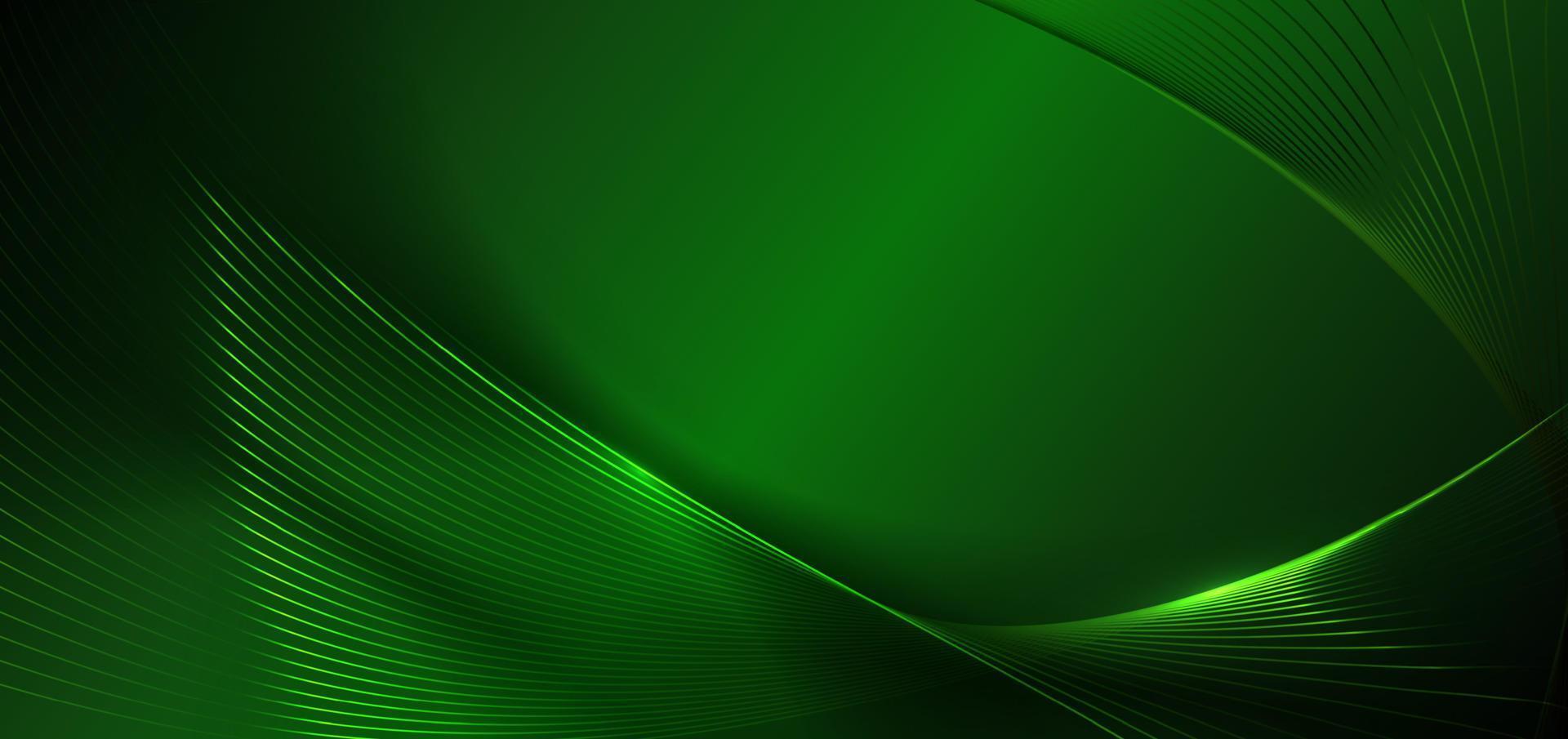 Abstract green glowing lines curved overlapping on green background