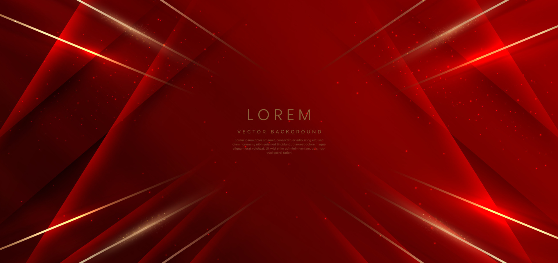 Abstract elegant dark red background with golden line and lighting