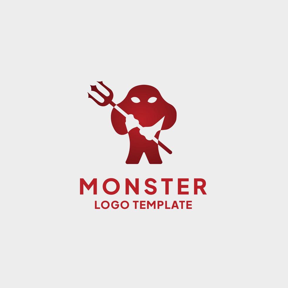 Monster Warrior Trident Logo Design vector