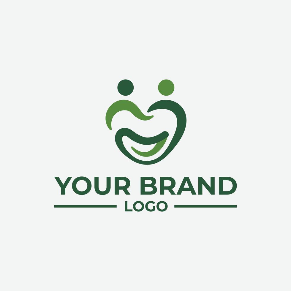 dos persona y sonrisa cara logo, adecuado para social organización logo vector