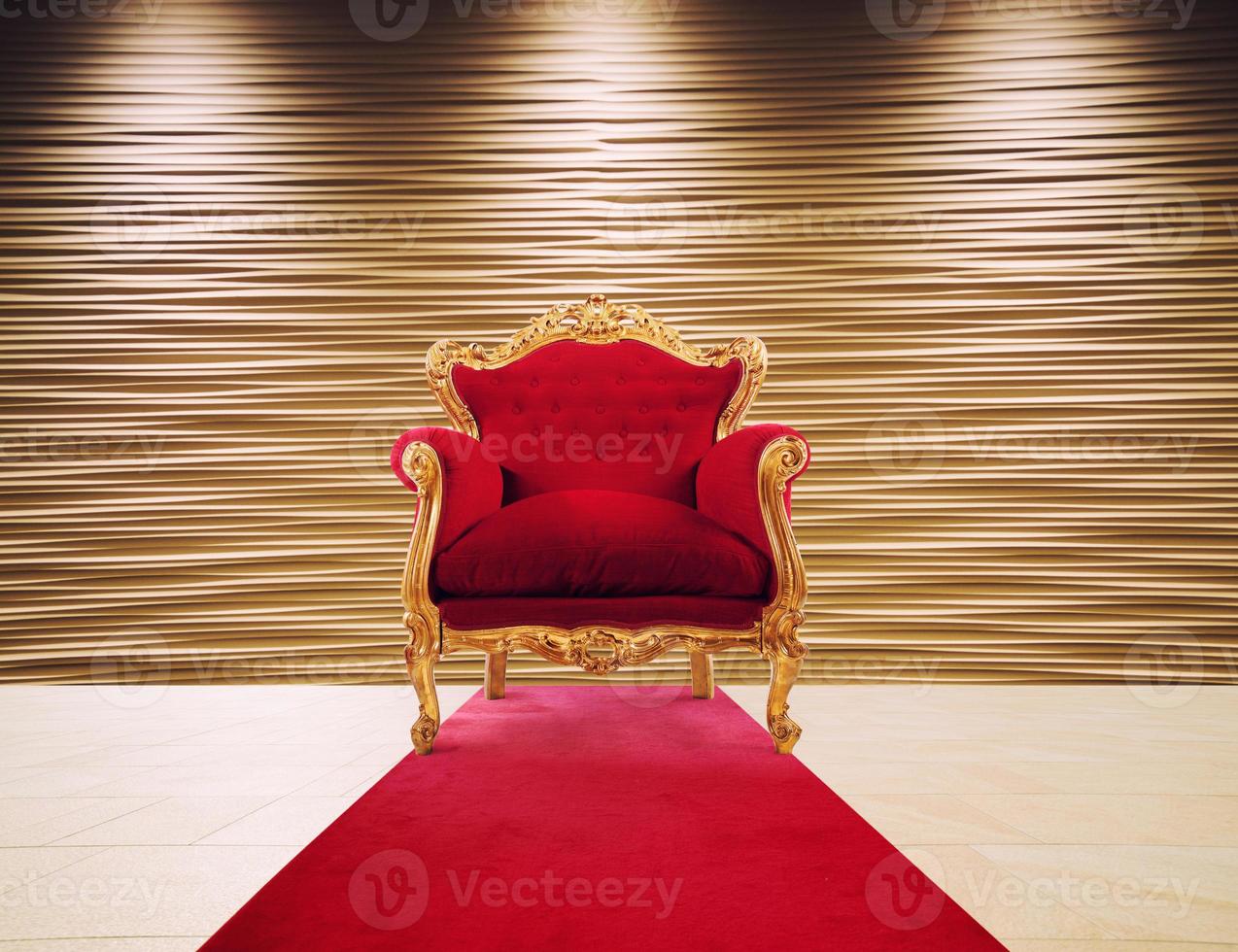 Red and gold luxury armchair. concept of success and glory photo