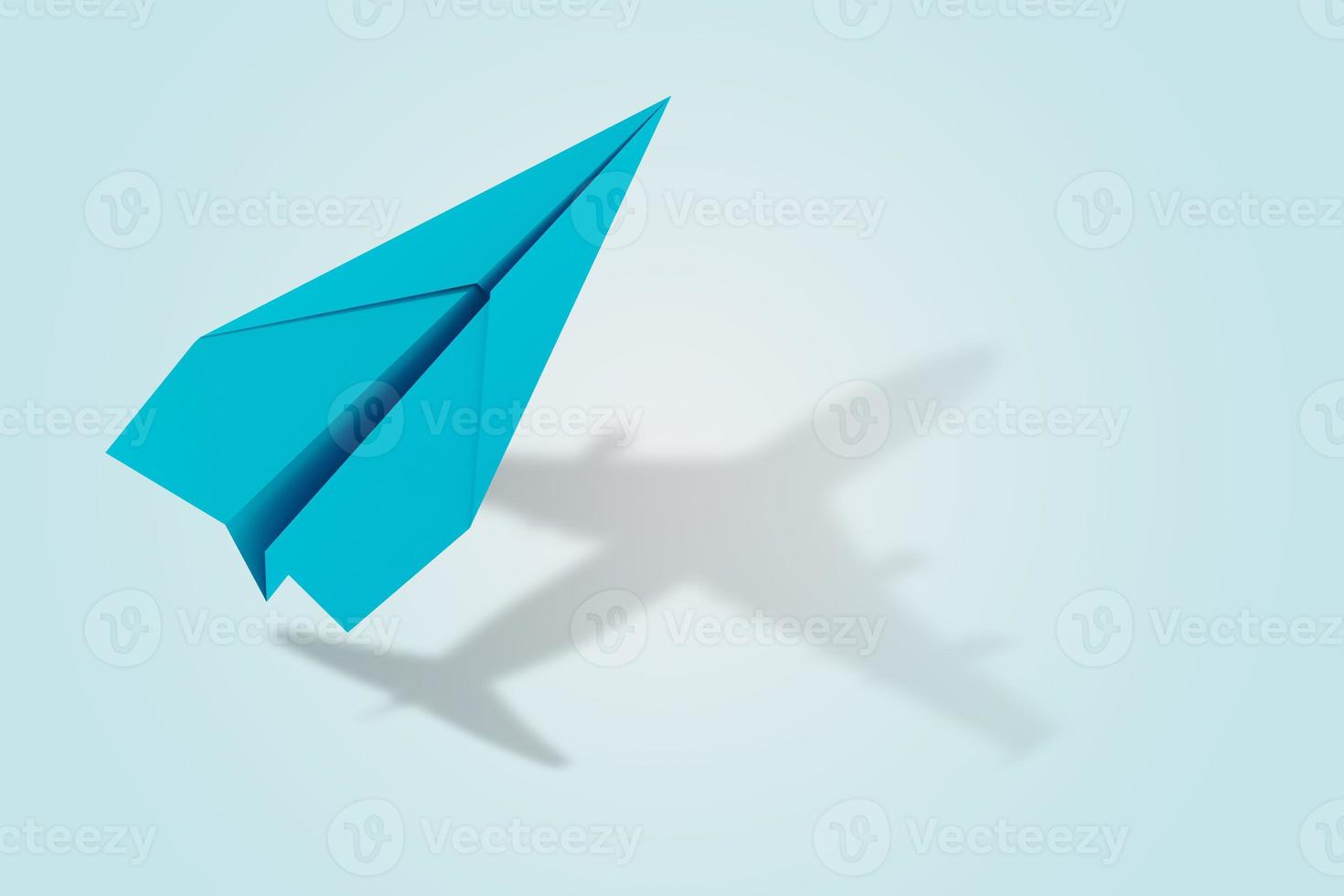ambición y objetivo concepto con papel avión. 3d representación foto