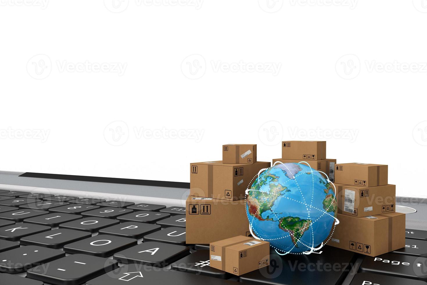 On line shipment. 3D Rendering photo