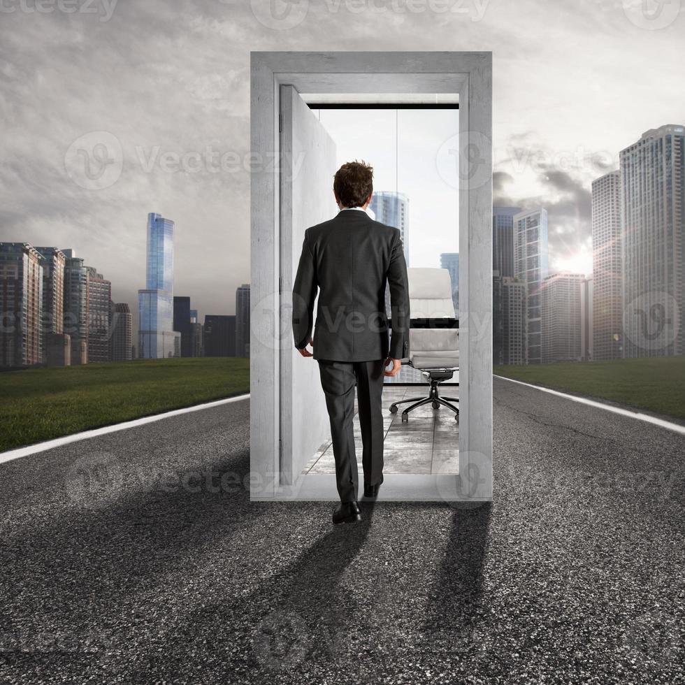 Concept of career advancement and success. Placement in the professional workplace photo
