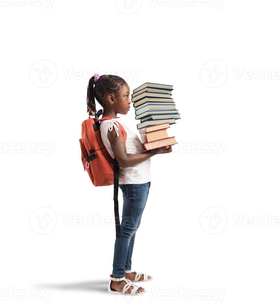 Pile of books for a little girl photo