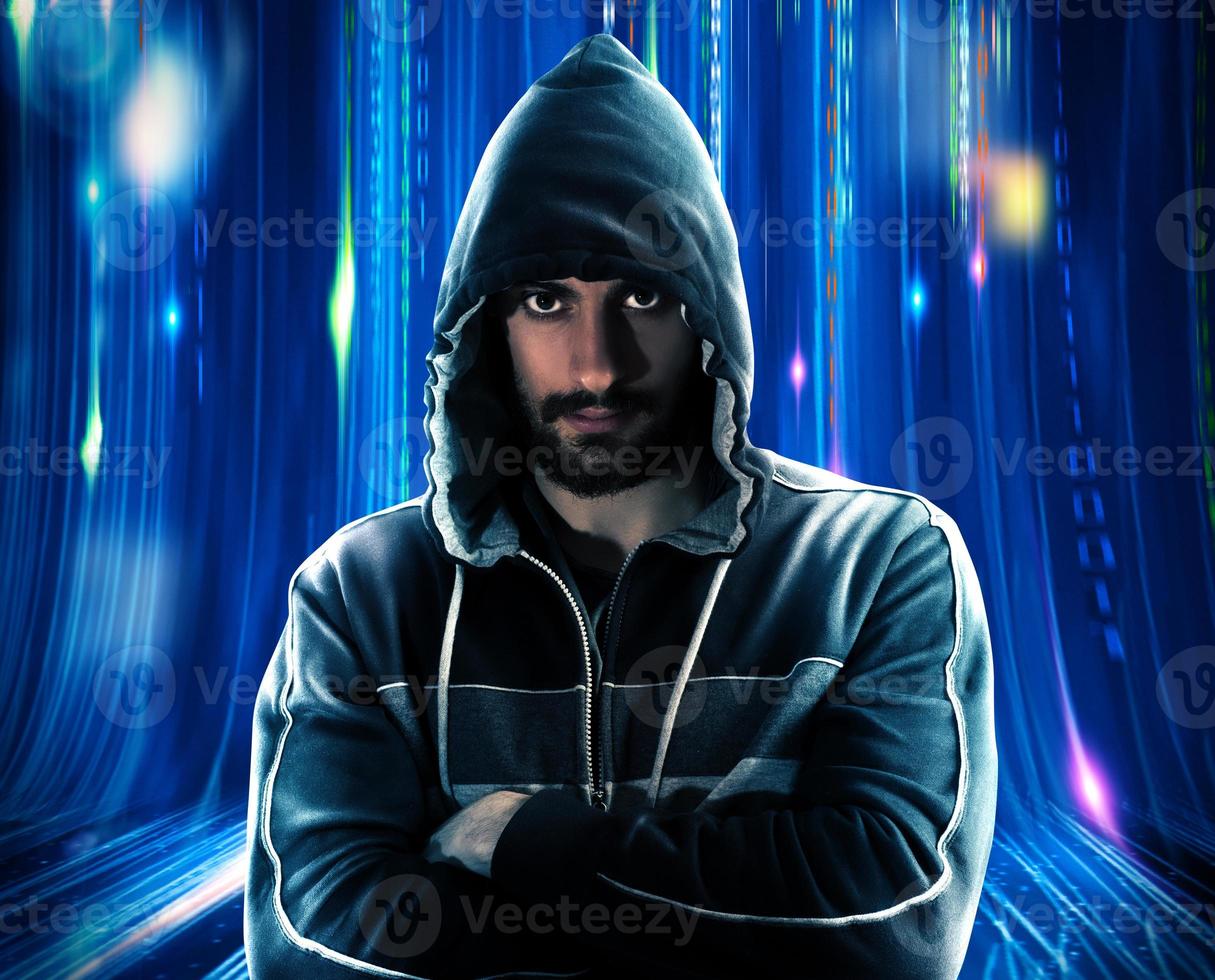 hacker hombre en tecnología antecedentes foto