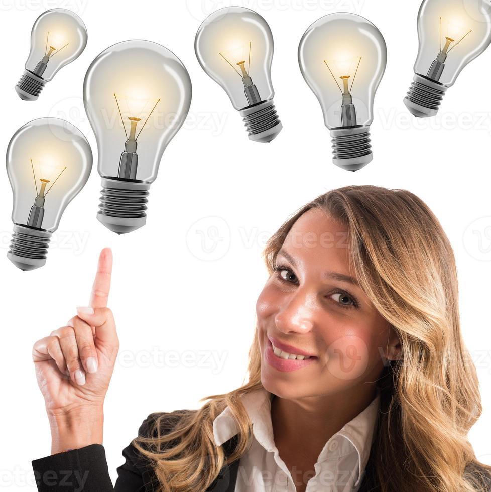 Businesswoman with lots of ideas photo