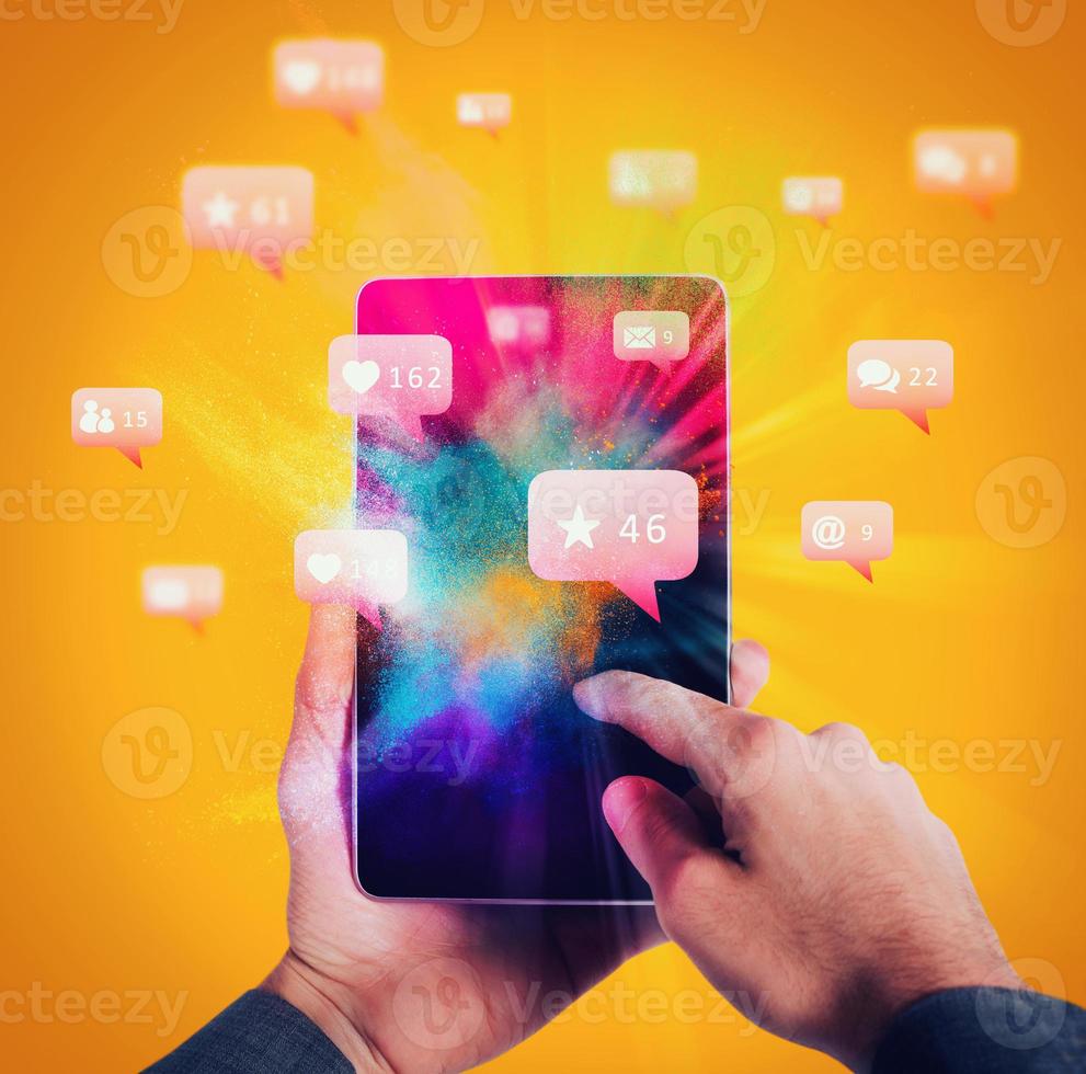 Colorful explosion of approval on social media photo
