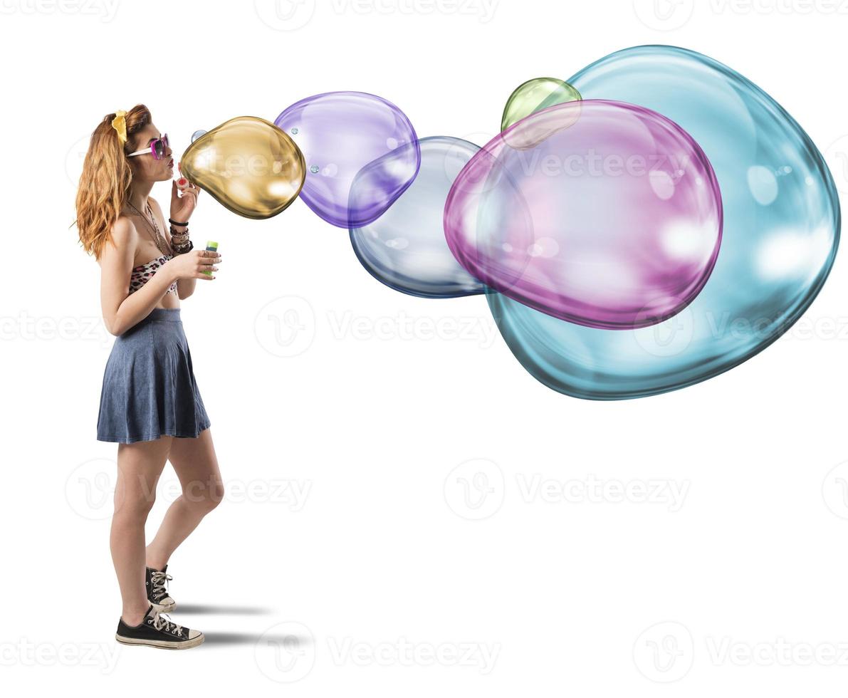 Colorful soap bubbles photo
