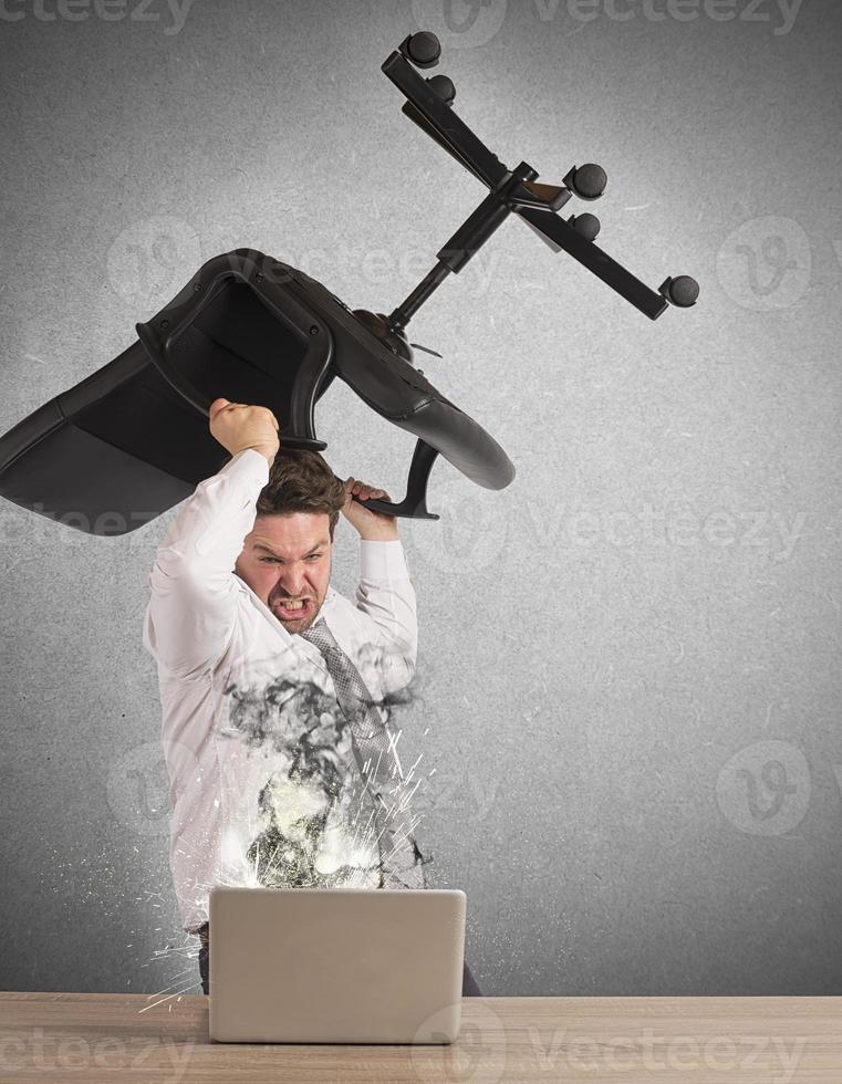 Businessman breaks breakdown pc photo