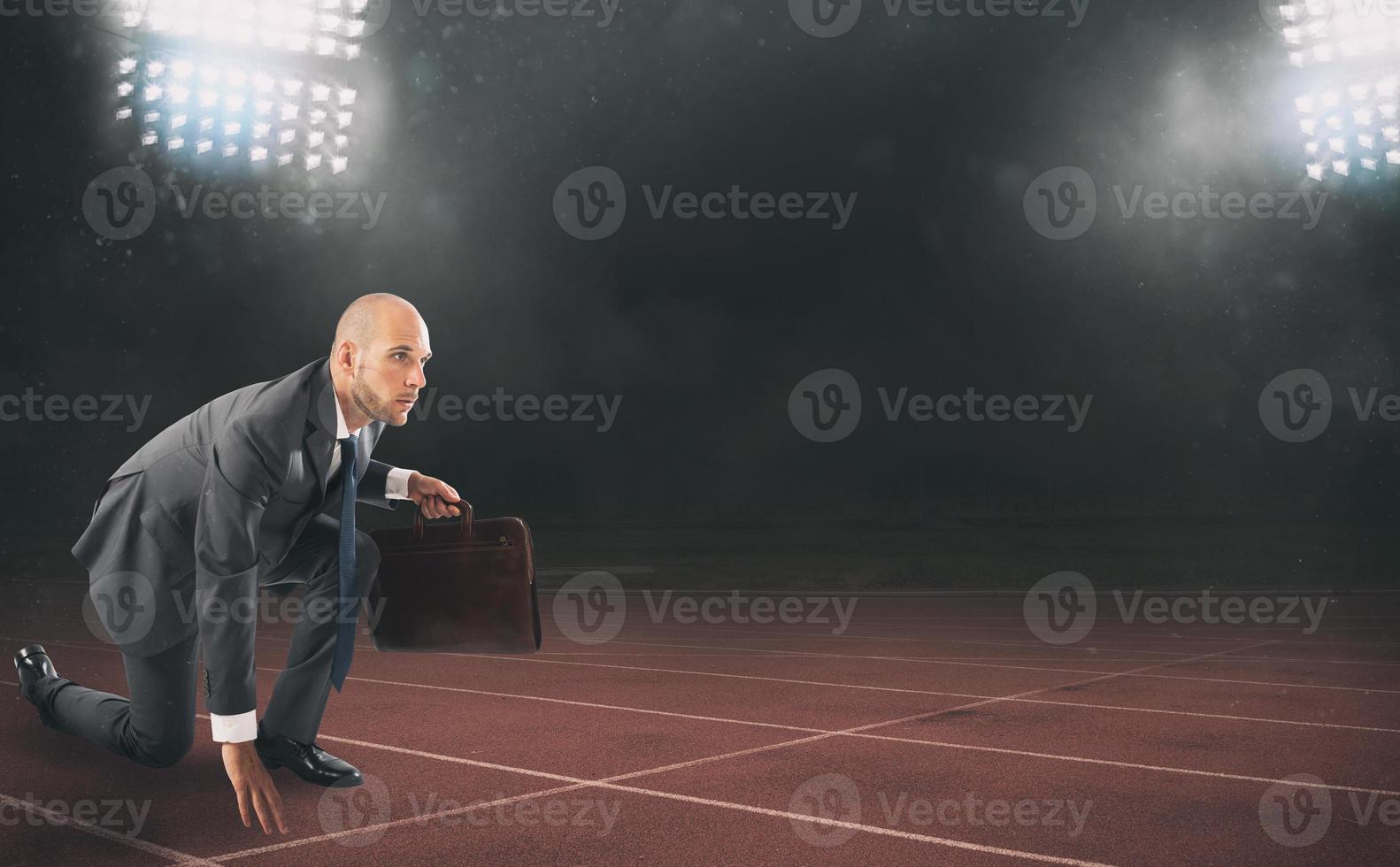 Businessman ready to start. Competition and challenge in business concept. photo