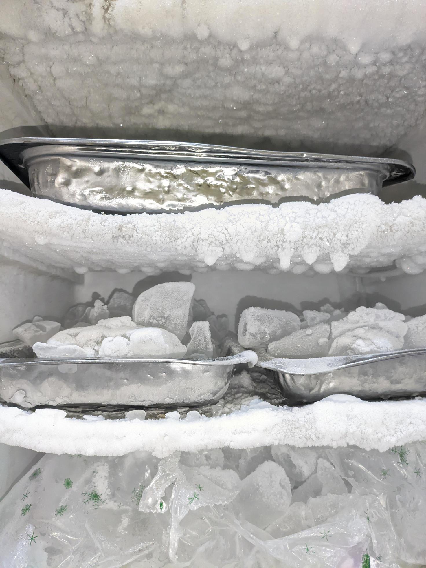 the inside of the freezer filled with ice cubes 20690860 Stock Photo at