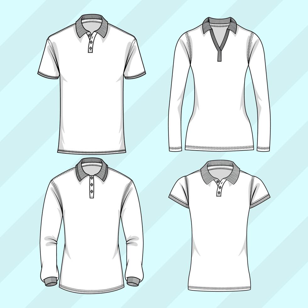 blanco contorno polo camisa Bosquejo vector