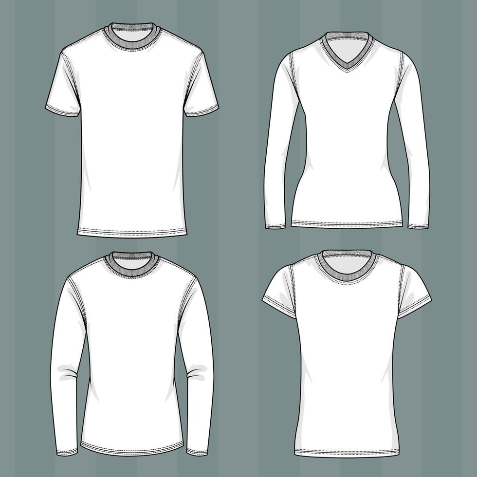 blanco camiseta Bosquejo con contornos estilo vector