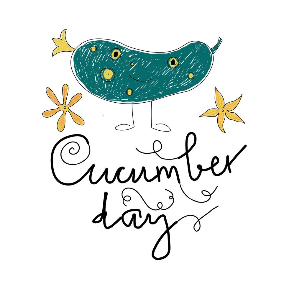 Crispy cucumber with the inscription vector