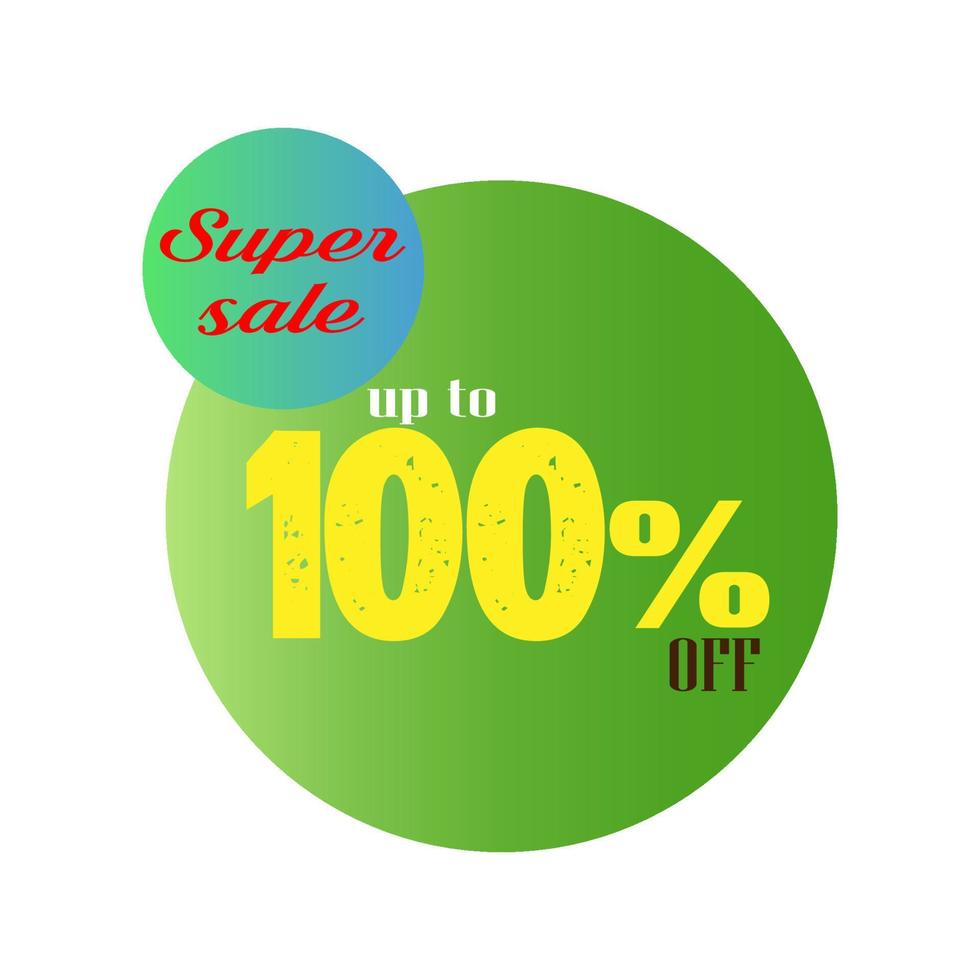 Super sale up to 100 Percent Off label vector