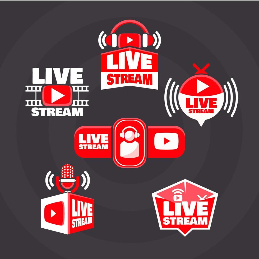 Live Streaming Logo in Red Color vector