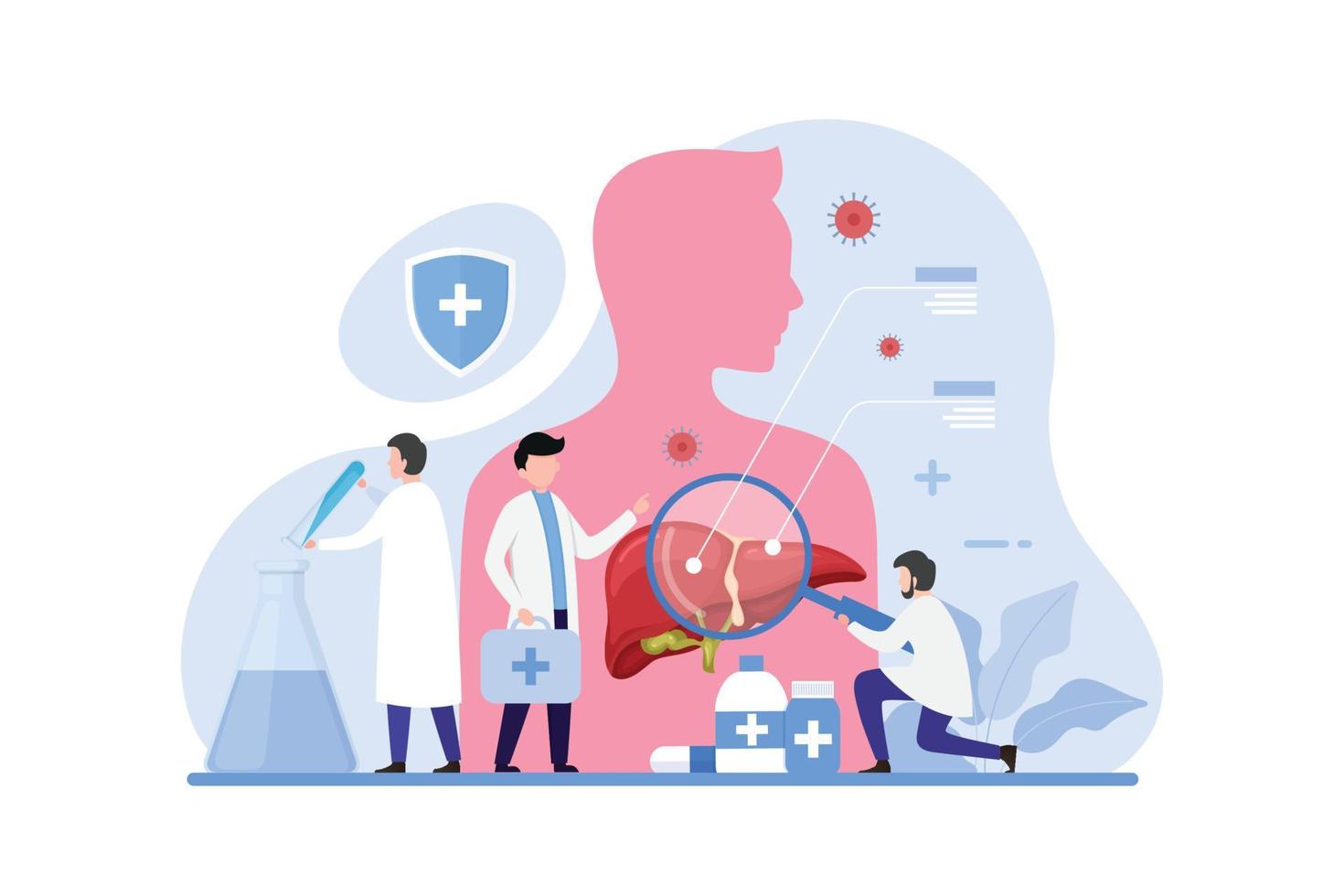 Doctor make liver examination design concept vector