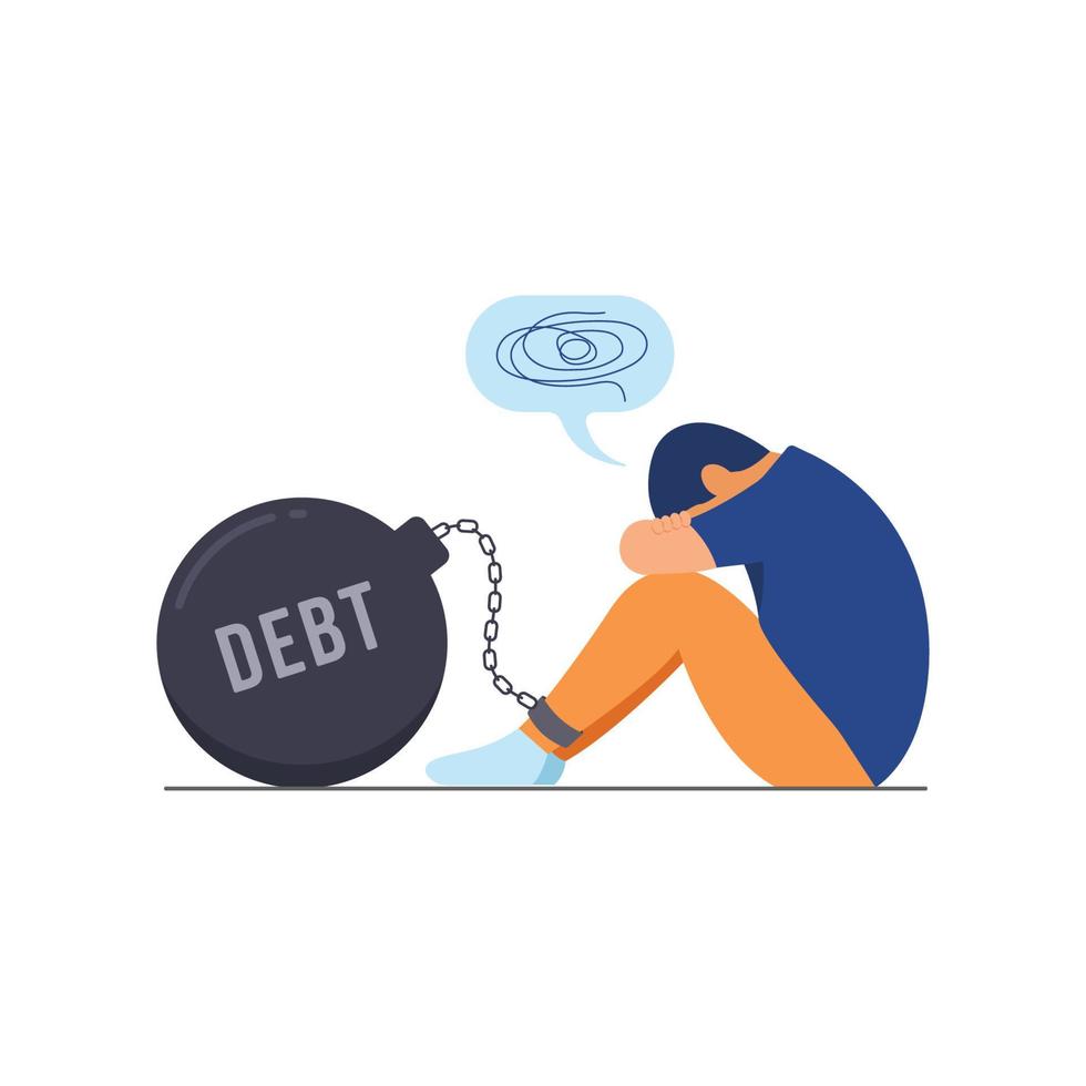Young people are under pressure from a large debt burden vector concept