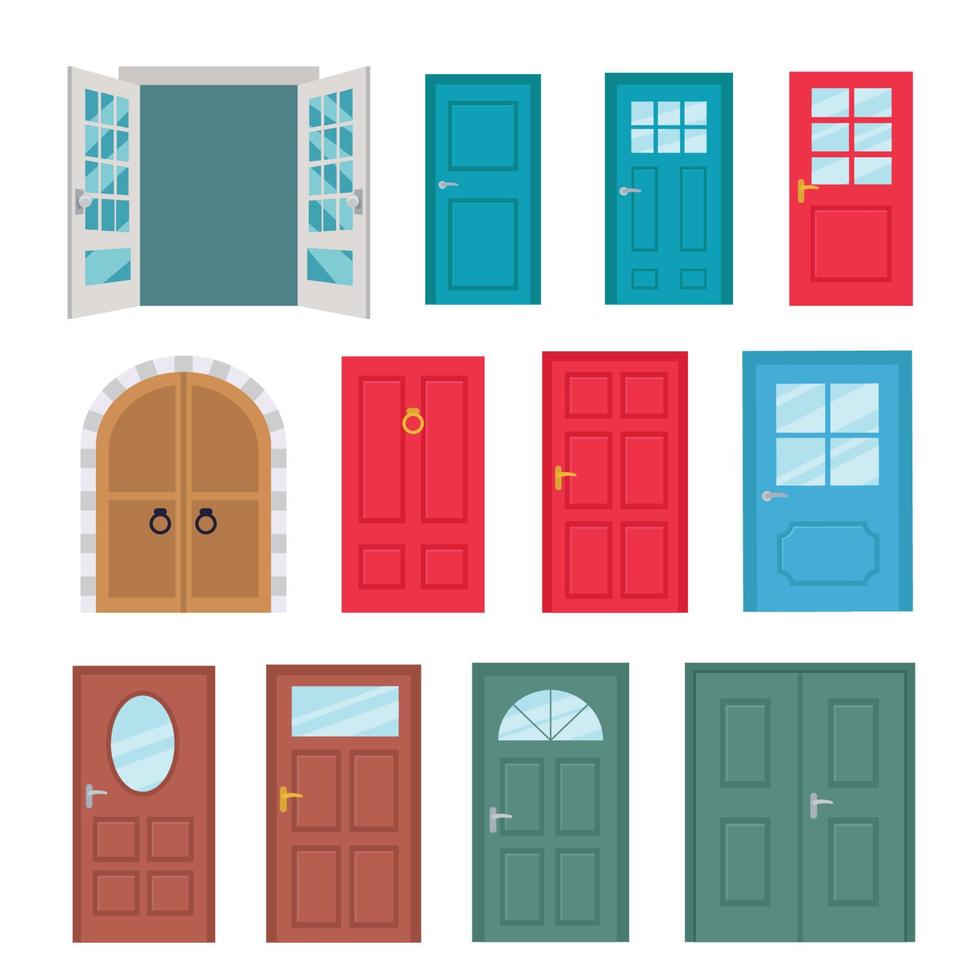 frente puerta Entrada y puerta a hogar dibujos animados Clásico vector