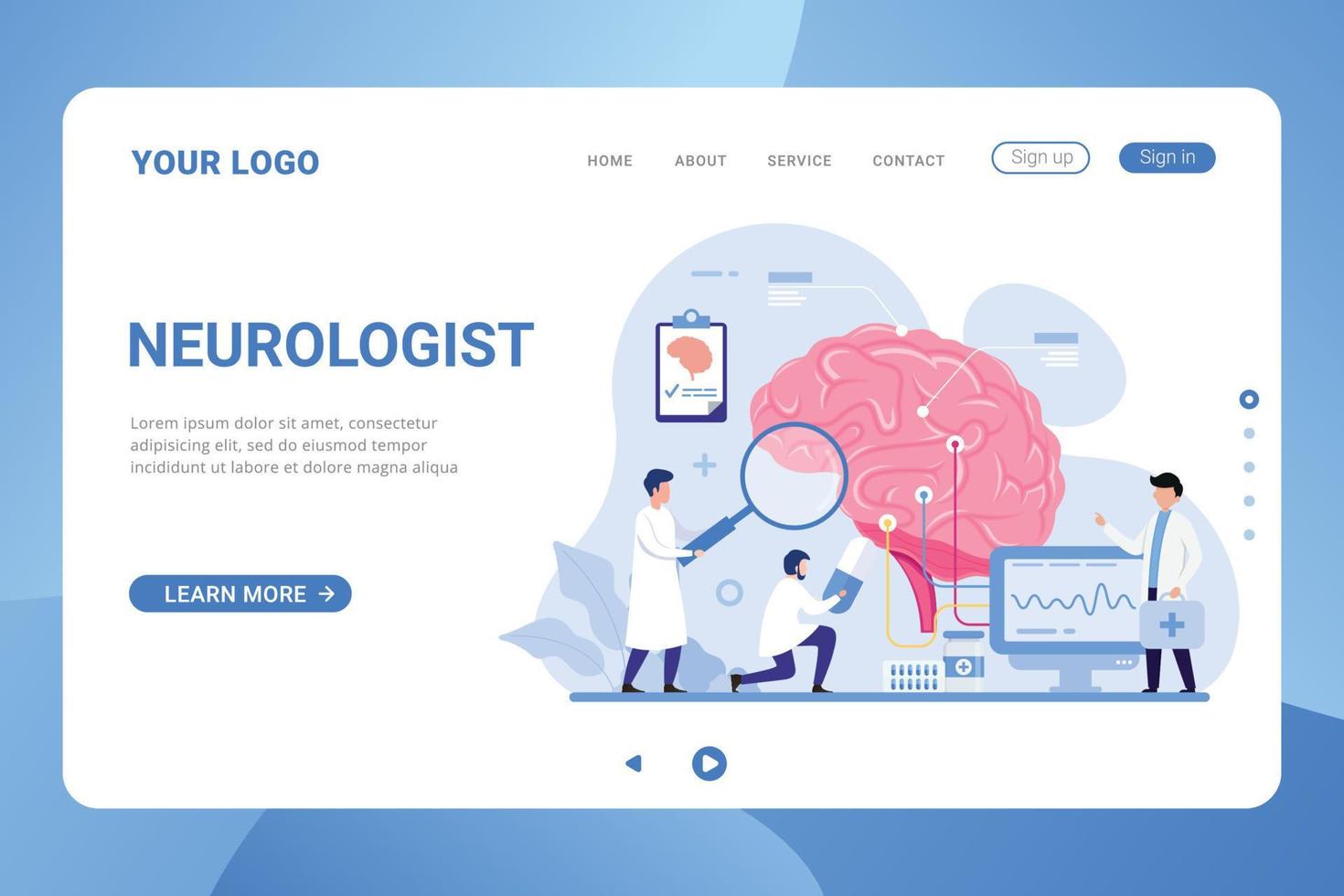 Neurologist web banner landing page design concept vector