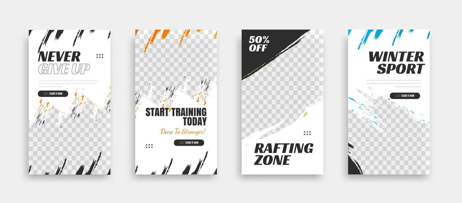 post and story fitness training social media template. social banner for promotion your product. banner square background illustration vector