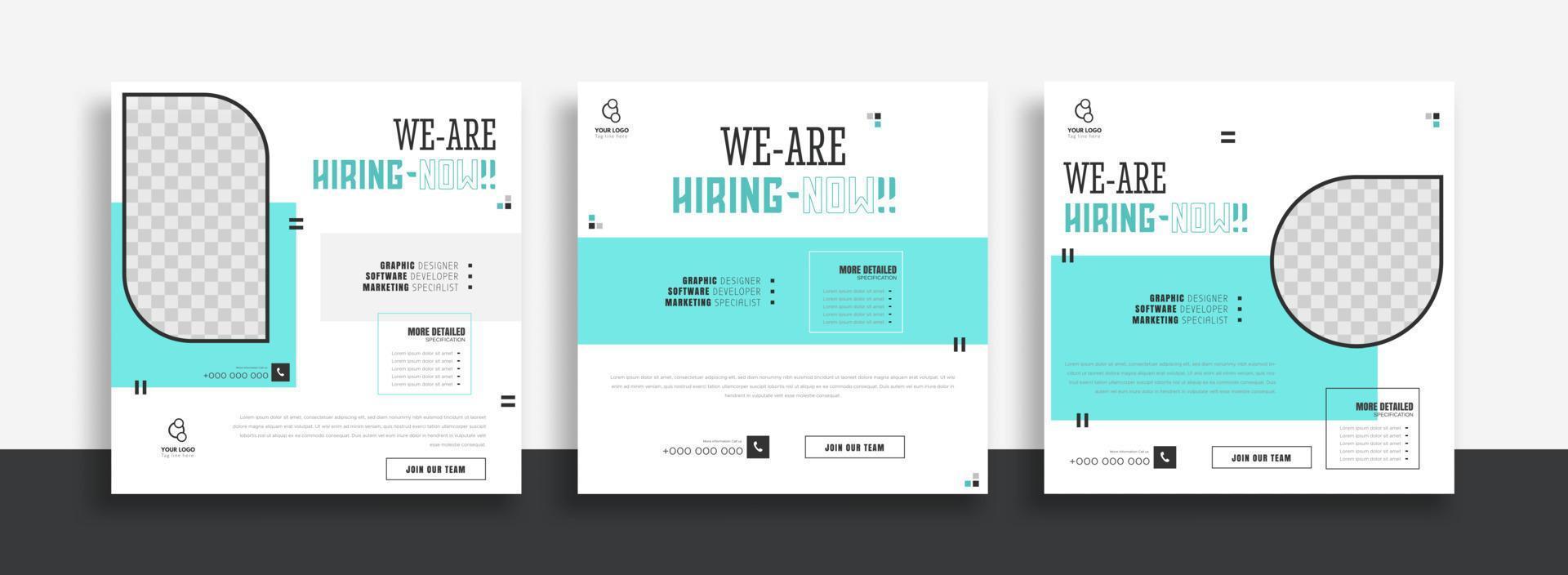 We are hiring job vacancy social media post banner design template with yellow color. We are hiring job vacancy square web banner design. vector