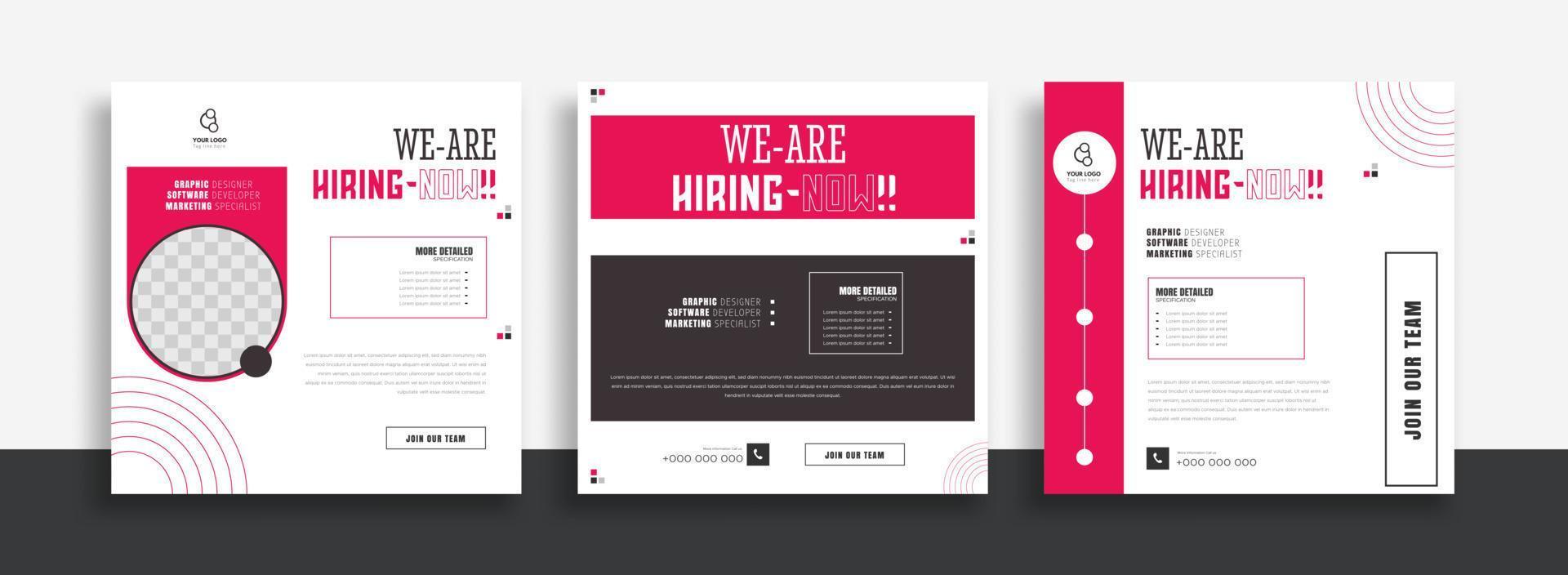 We are hiring job vacancy social media post banner design template with yellow color. We are hiring job vacancy square web banner design. vector