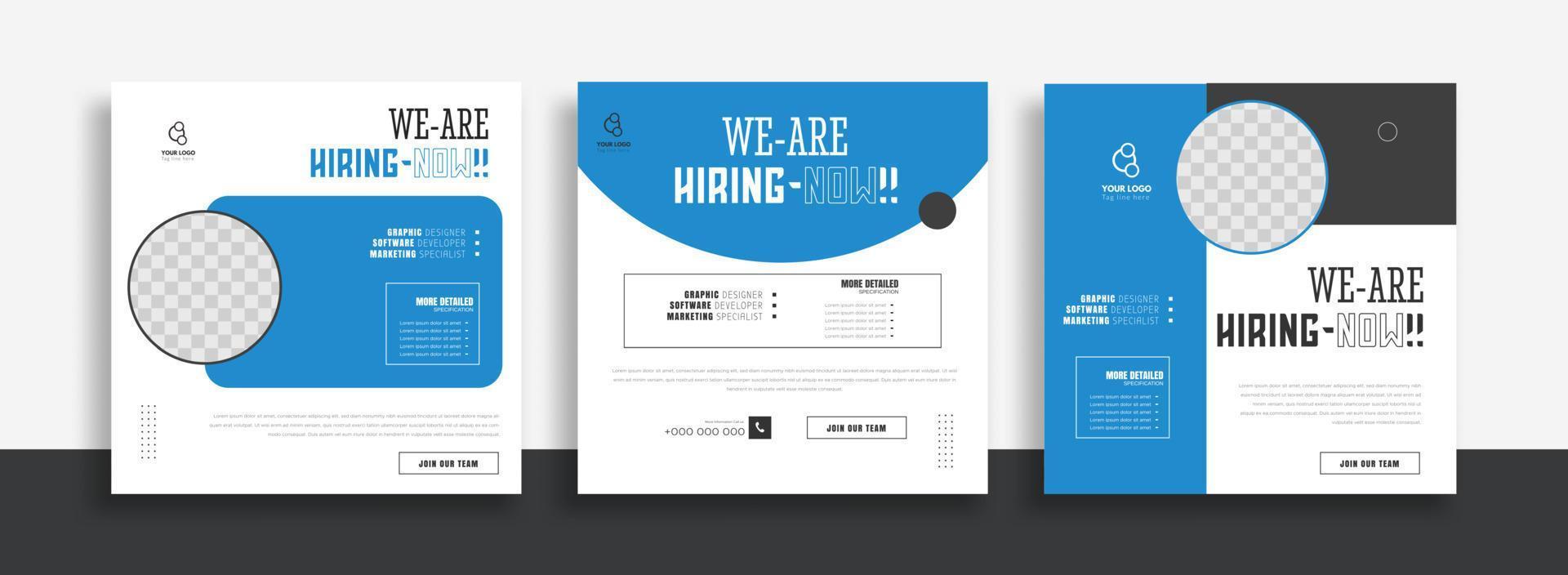 We are hiring job vacancy social media post banner design template with orange and white color. We are hiring job vacancy square web banner design. vector