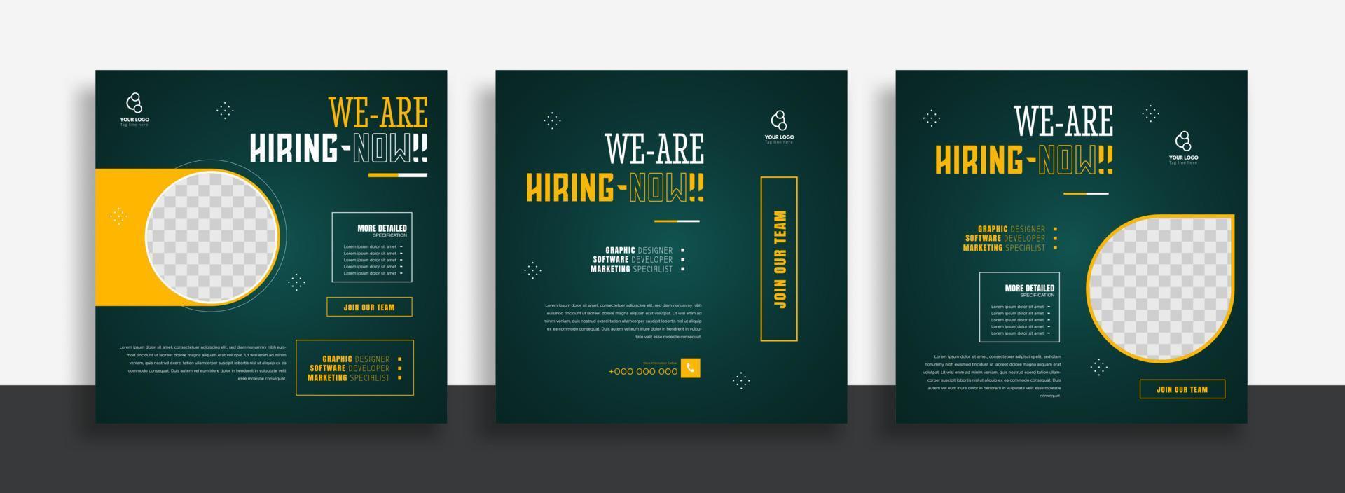 We are hiring job vacancy social media post banner design template with orange and white color. We are hiring job vacancy square web banner design. vector