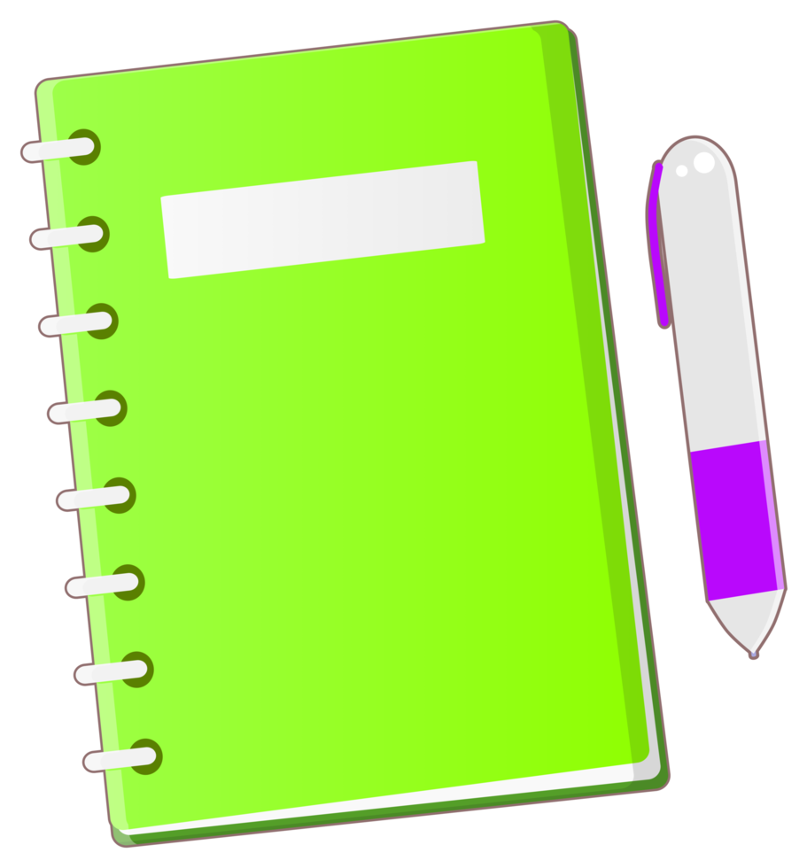 cuaderno y bolígrafo pegatina png