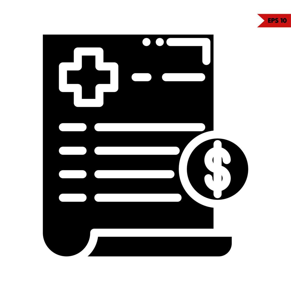 medicine in paper document with money in button glyph icon vector