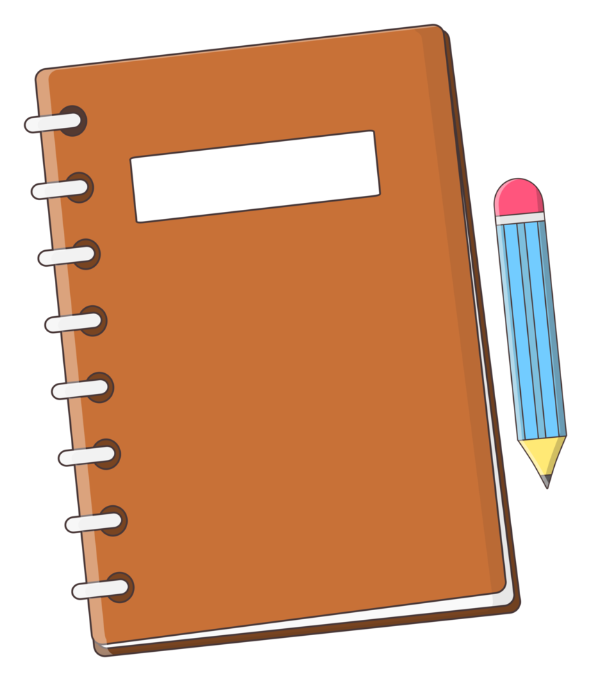 Notizbuch und Bleistift Aufkleber png