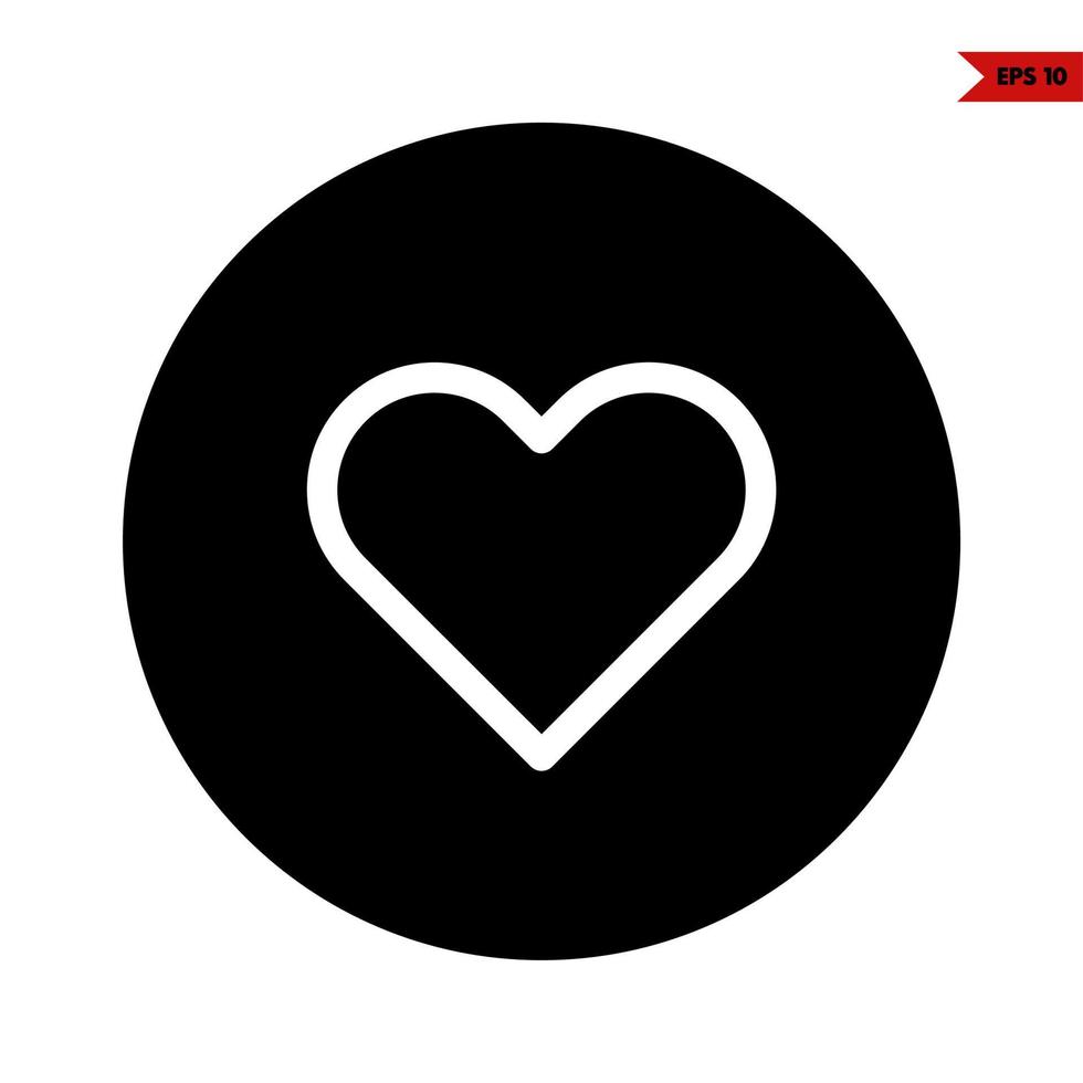 Heart in button glyph icon vector