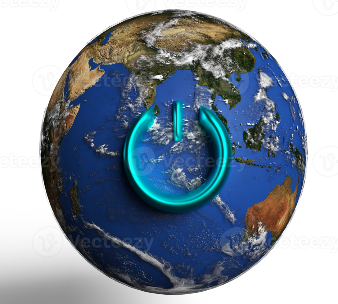 Global world planet map earth sphere push button control switch green blue color symbol decoration natural ecology environment global warming energy stop system health care  technology.3d render png