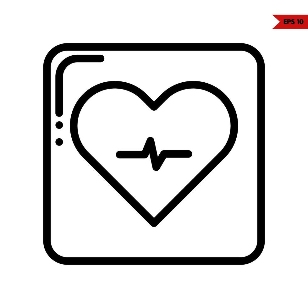 heart beat in frame line icon vector