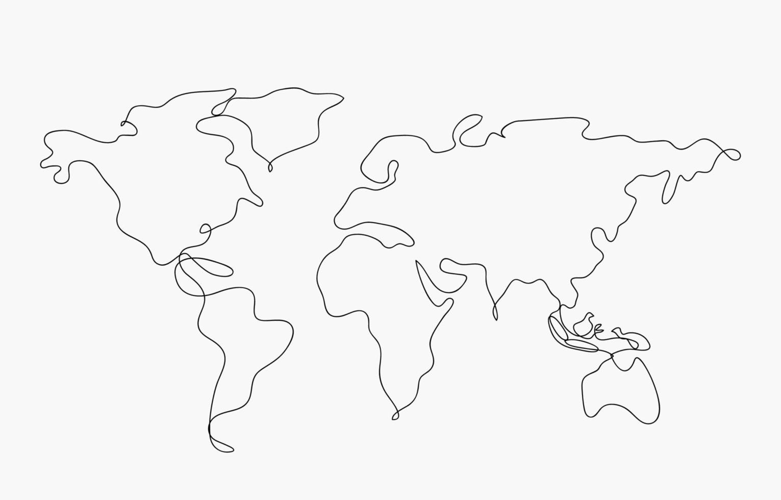 World Map With One Stroke Art vector