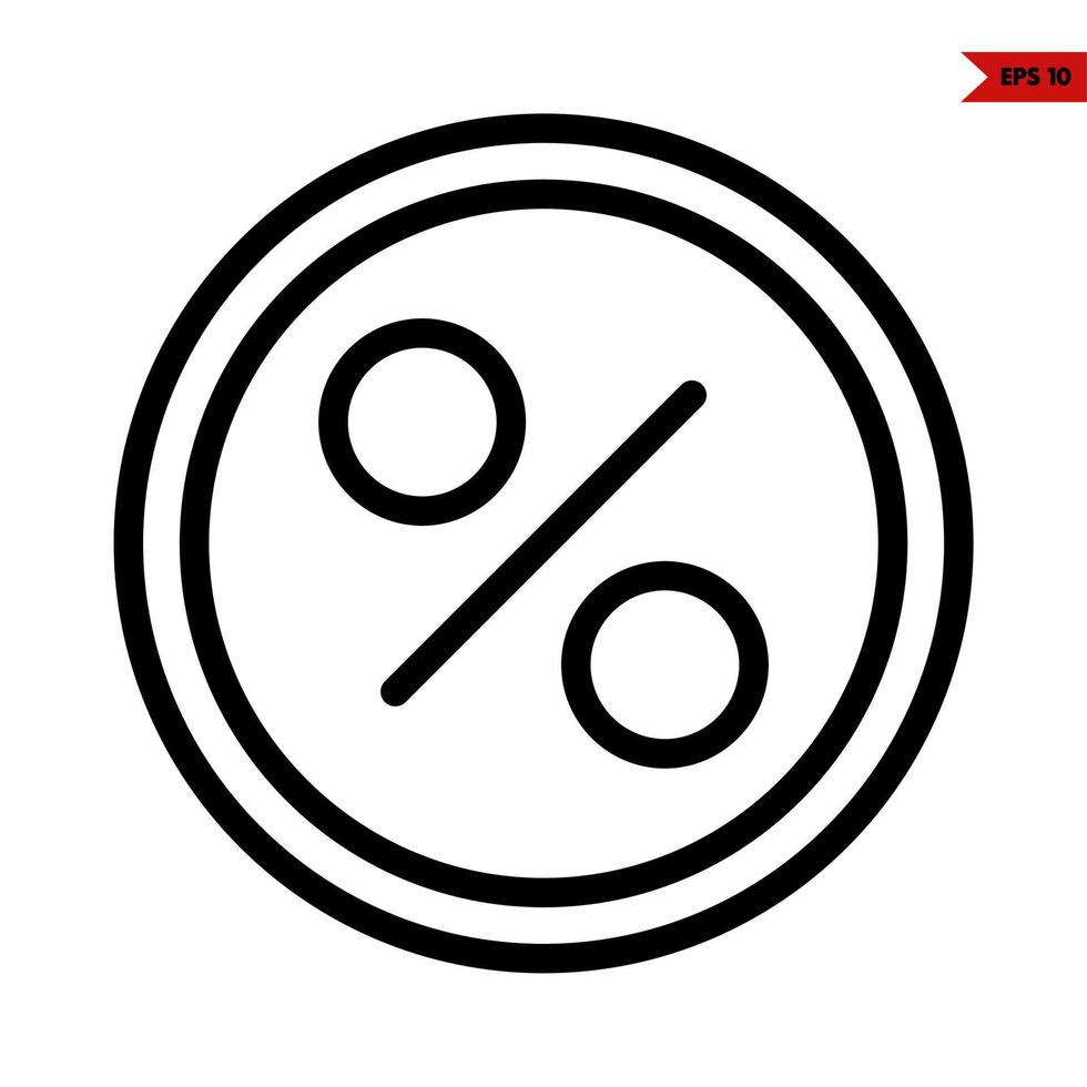 percent in button line icon vector