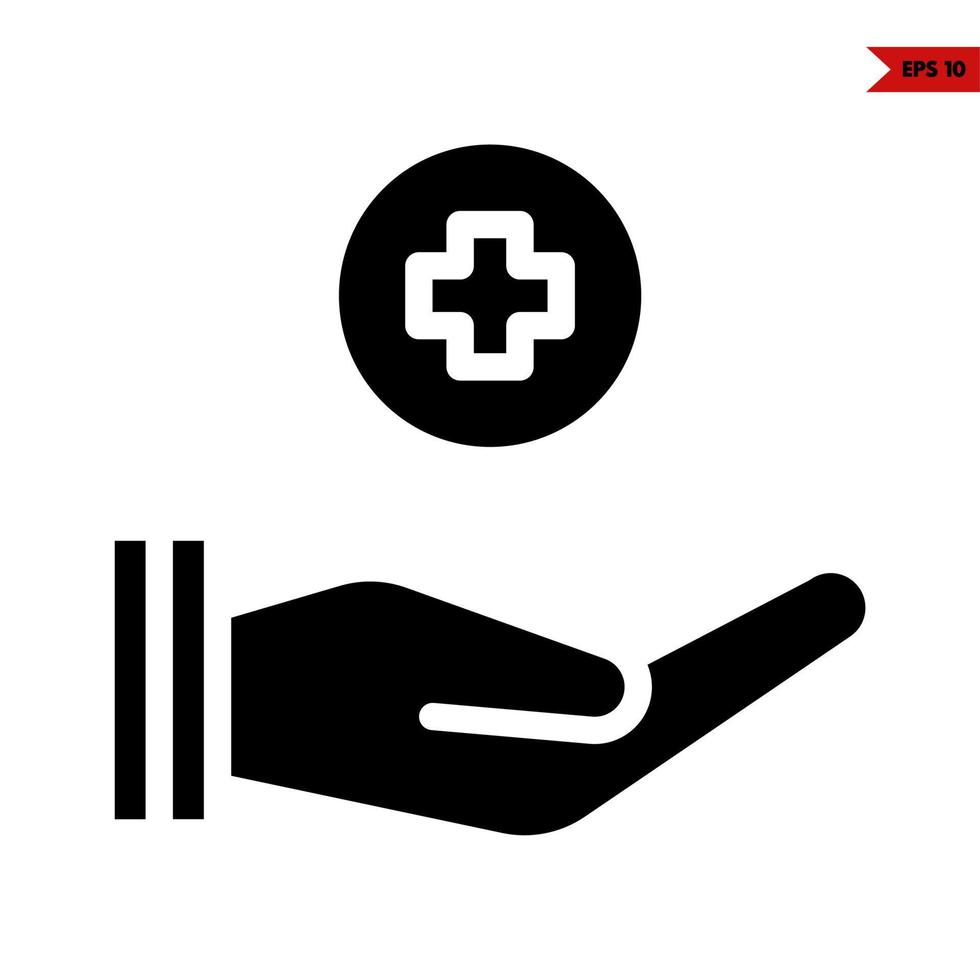 medicine in button with in over hand glyph icon vector