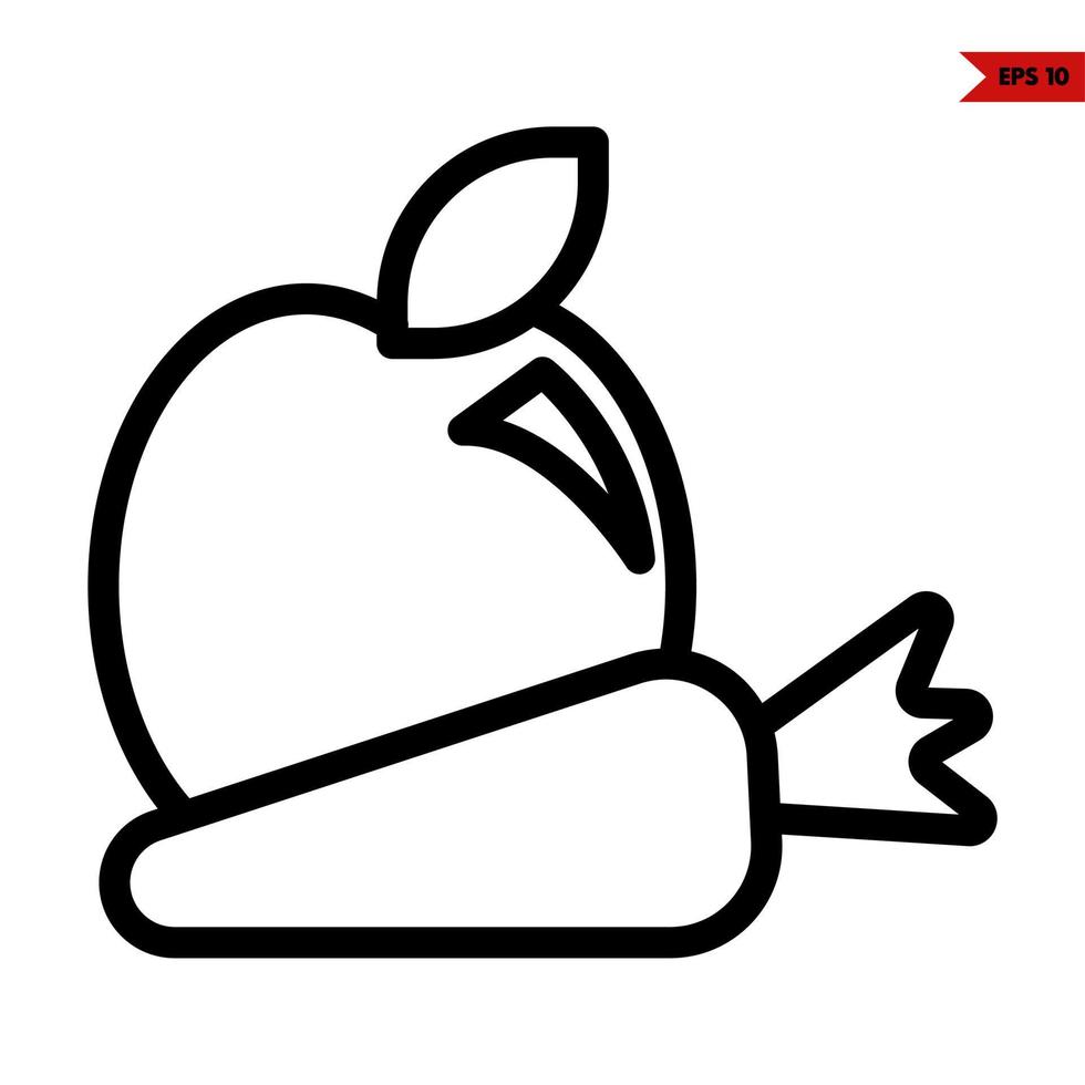 apple with carrot line icon vector