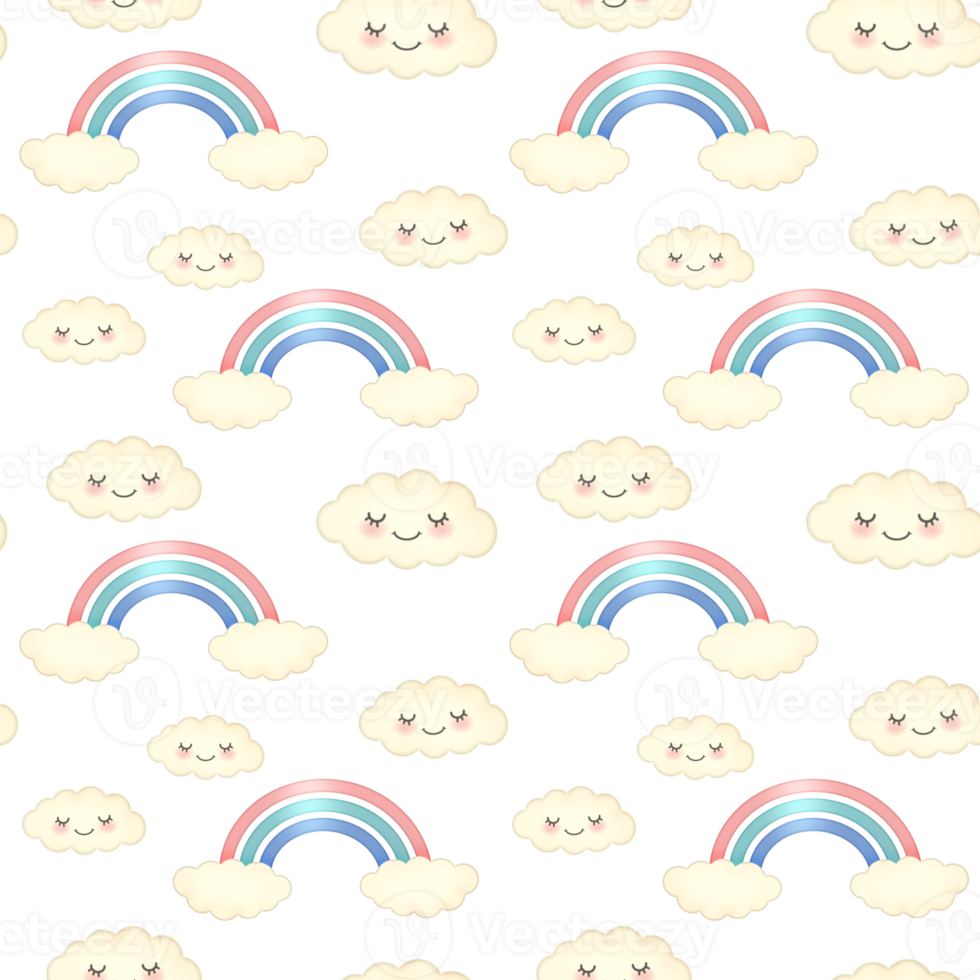 Happy Cloud and rainbow seamless pattern png