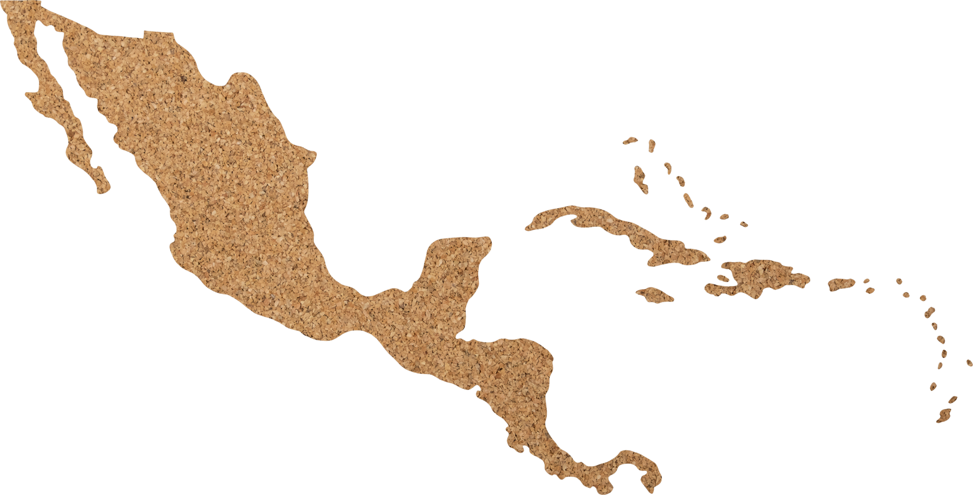 central Amerika Karta kork trä textur skära ut på transparent bakgrund. png